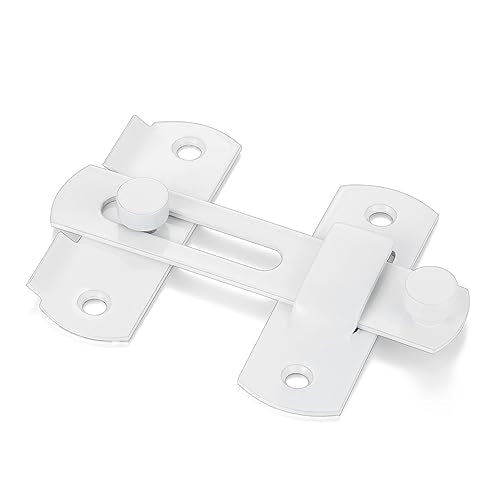 2 Packs White Stainless Steel Barn Door Latch Bi-fold Door Lock - color: White