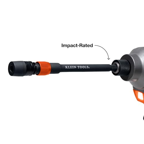 Klein Tools 80208 6 and 12-Inch Dual-Lock Extension Set, 1/4-Inch Hex Shank Impact Bit Holder, Quick-Release Locking Mechanism with Secondary Twist Lock, Compatible with Impact Drivers and Drills - size: 6-Inch and 12-Inch
