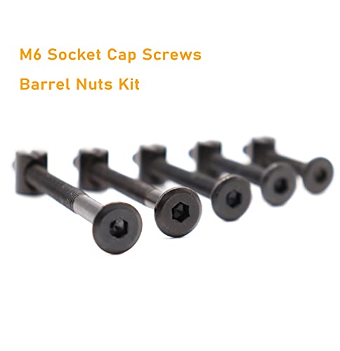 M6 Crib Screws Hardware Kit, Black Flat Furniture Connector Bolt with Barrel Nuts for Bed Frames,20mm - 80mm(5 Sizes), Pack of 100