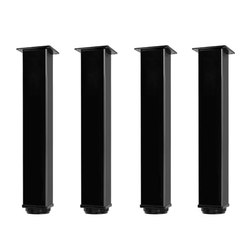 QLLY 12 inch Square Adjustable Metal Furniture Legs, Heavy Duty Black Cabinet Feet with Leveling Pads, Set of 4 for Sofa, Couch, Ottoman, Cabinet and Shelf Replacement - color: Black, size: 12 inch