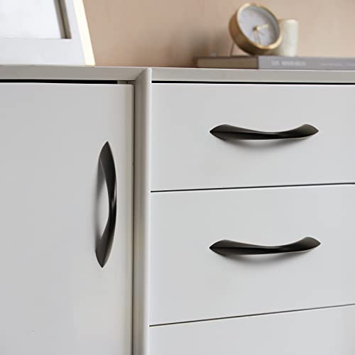 Black Cabinet Pulls 3 Inch Arch Twisted Matte Black Handles Drawer Kitchen Cupboard Bathroom Dresser Cabinet Hardware Zinc Alloy 10 Pack - color: Black, size: 3 Inch Hole Centers