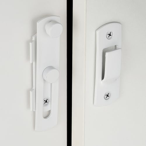 2 Packs White Stainless Steel Barn Door Latch Bi-fold Door Lock - color: White