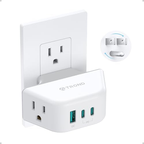 TROND Outlet Extender with 360 Rotating Plug, PD 20W USB C - color: White, size: 2A2C1U & PD20W-3 Prong (Rotating Plug), 1 Pack