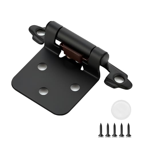 Matte Black Cabinet Hinges Self Closing, 1/2 Inch, 20 Pack (10 Pairs) - color: Matte Black, size: 1/2 inch Overlay