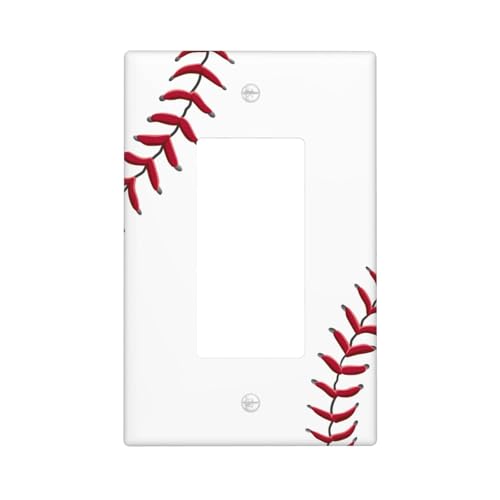 Baseball Single Rocker Light Switch Cover Plate | Fits standard 2-gang toggle and rocker switches, Durable polycarbonate thermoplastic with fade-resistant printed finish - color: Baseball, size: Single Rocker