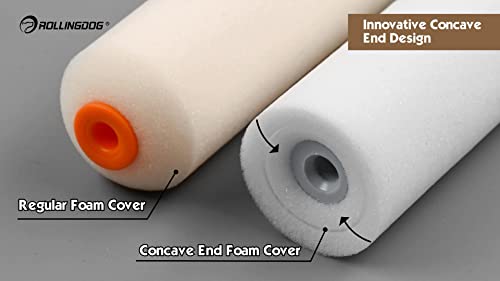 ROLLINGDOG 4 Inch Paint Roller Covers Mini Foam Roller Paint 4PCS - color: 4pc 4" Concave Roller