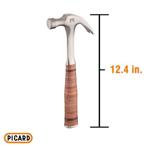 Picard Full-Steel Claw Hammer 800g – American Pattern, Nail Puller, Forged Alloyed Steel Head, Bell Pattern, Leather Grip Resistant to Twisting, 13 oz. – 0079100-13 - size: 800g