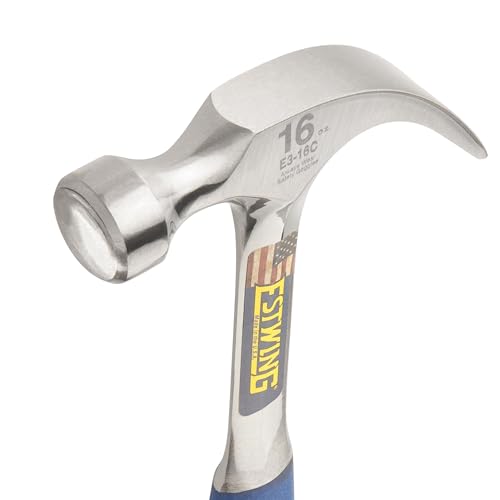 ESTWING Curved Claw Hammer, 16 oz Smooth Face, Shock Reduction Grip, E3-16C - size: 16 oz (Ounces)