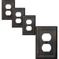 OKAWYC Single Duplex Outlet Light Switch Cover Adler Metal Wall Plate, 4-Pack Aged Bronze 1 Gang, for Receptacle Light Switch, Switch Cover Decorative Wallplate, Durable - style: 1 Duplex 4PK