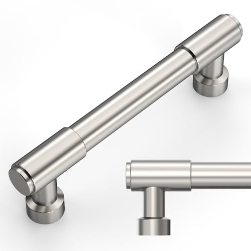 Amerdeco 10 Pack Brushed Satin Nickel Cabinet Pulls 3.75 Inch(96mm) Hole Center Drawer Pulls Cabinet Hardware Kitchen Cabinet Handles for Bathroom ZH0075 - color: Brushed Satin Nickel, size: 3.75"/96MM Hole Center