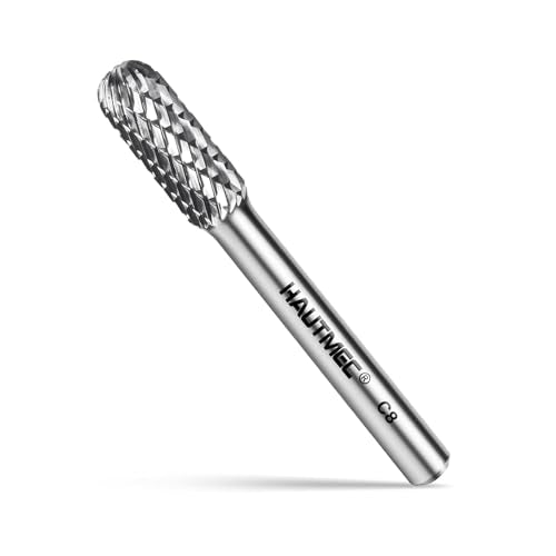 HAUTMEC Tungsten Carbide Rotary Burr Bit YG6, 1/4" Shank Double Cut Die Grinder Bit, Low Vibration Precision Rotary File for Metal Grinding, Engraving & Deburring (8MM Cylindrical Ball End), HT0199 - color: Cylindrical Ball End, size: 8mm