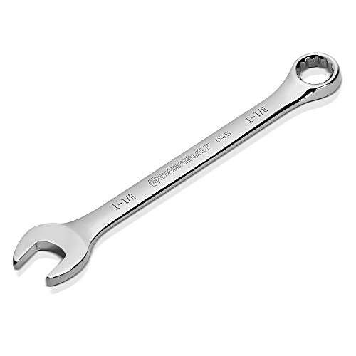Powerbuilt SAE 1-1/8 Inch Combination Wrench, 12 Point Double Ended Box and Open End, 15 Degree Offset 644154 - size: 1-1/8"