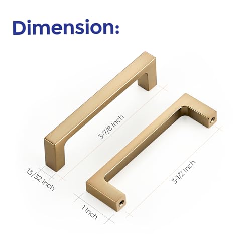Ravinte Champagne Bronze Kitchen Square Cabinet Handles 3-1/2 Inch 10 Pack - size: 3-1/2 Inch Hole