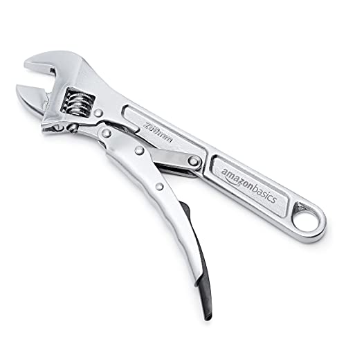 Amazon Basics 10 inch Locking Adjustable Wrench, Precision Machined, Rust Resistant, 2.7 inch x 0.75 inch