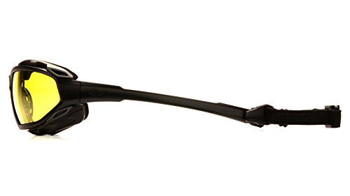 Pyramex Safety Highlander XP Eyewear, Frame/Indoor-Outdoor Mirror Anti-Fog Lens - color: Black-gray Frame/Amber Anti-fog Lens