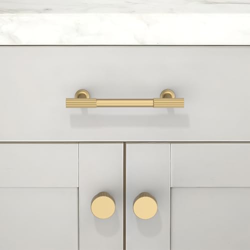 10 Pack Brushed Gold Cabinet Pulls 3.75 Inch(96mm) Kitchen Cabinet Handles Solid Zinc Alloy Cabinet Hardware Drawer Pulls - color: Brushed Gold, size: 3.75" Hole Center