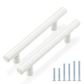 Probrico (5 Pack White Cabinet Pulls 3-3/4 Inch T Bar Euro Style Handles Kitchen Cupboard Stainless Steel Modern Cabinet Hardware - color: White, size: hole center 3-3/4"
