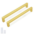 KNOBWELL 6Pack 7-9/16 Inch Brushed Gold Cabinet Pulls Stainless Steel Kitchen Cabinet Handles Square Drawer Pulls Modern Cabinet Hardware Handles，192mm Hole Centers - color: Brushed Gold, size: Hole Center:7-9/16 inch(192mm)