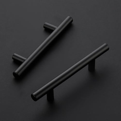 Ravinte Matte Black Cabinet Handles,Round T Pulls,3 Inch,30 Pack - color: Matte Black, size: 3 Inch Hole Center