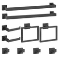 Cilee 10-Pieces Matte Black Bathroom Hardware Set, 24 inch Towel Bar Set - color: 10 - Matte Black, size: 10 Pieces
