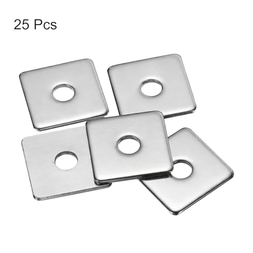 uxcell Square Washer, 25Pcs M5x20x20x2mm 304 Stainless Steel Square Plate Washers Flat Pad Spacer Gasket for Hardware Fastener - size: M5x20x20x2mm
