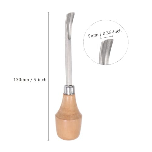 2pcs Wood Carving Knife - [9mm] 45# Carbon Steel Chisel Curved Half-round Tip Head Engraving Cutting Blade Wood Handle Whittling knives for Woodworking Sculpture Use, 5" Long