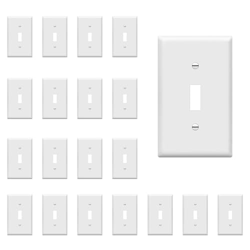 ENERLITES Light Switch Cover Plate, Toggle Wall Plate Cover, Size 1-Gang 4.50" x 2.76", Unbreakable Polycarbonate Thermoplastic, 8811-W-20PCS, White (20 Pack) - color: White, size: 20 Pack