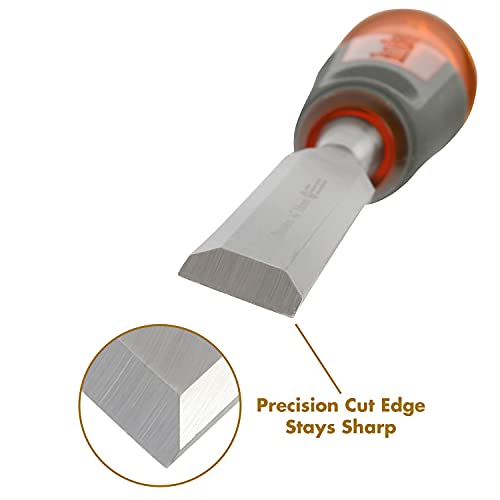 Buck Bros. 74815 3/4-Inch Wood Chisel, Full Tang Wood Carving Tools, Woodworking Tools for Carpentry, Trim Work, and DIY Projects, Hardened Steel Blade, Beveled Edge, Durable Non-Slip Handle - size: 3/4-Inch