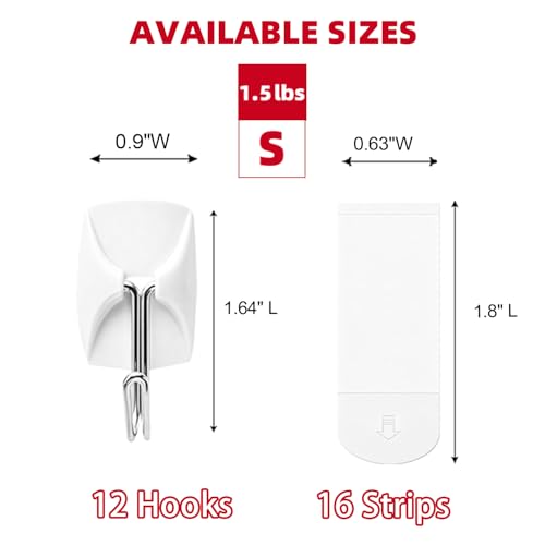 JulyWind 25 pcs Small wall Hooks for Hanging, Heavy Duty Towel Hanger for Bathroom with 28 no Damage Adhesive Removable Strips, Dorm Essentials forwreath,hat,Coat