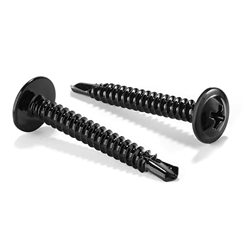 #8 x 1-1/4" Sheet Metal Screws 500PCS 410 Stainless Steel Truss Head Fast Self Tapping Screws Black Oxide by SG TZH - color: Black, size: #8 x 1-1/4"