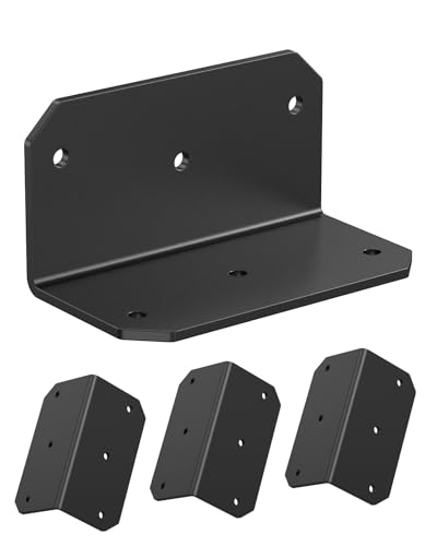 4 Inch L Bracket Corner Brace, 90 Degree Angle Iron, Black 4Pcs - color: Black-4PCS