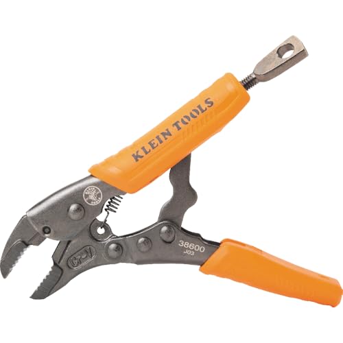 Klein Tools 38600 Curved Jaw Locking Pliers with Quick Release Handles, Intuitive Thumb Knob, High Torque, Mole Grips for Clamping and Gripping, 5-Inch - size: 5-Inch