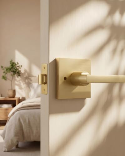Haidms Brushed Gold Door Handles Interior, Gold Privacy Door Handle, 5 Pack