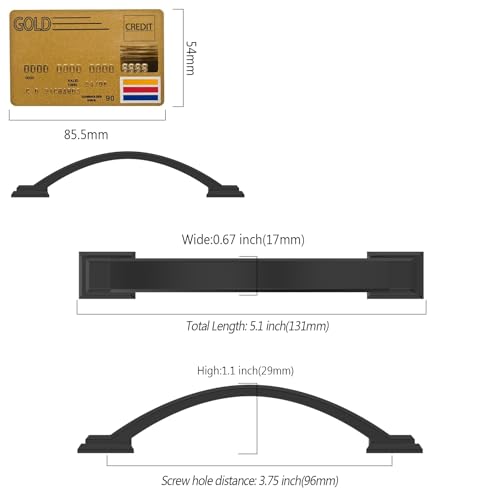 Amerdeco 10 Pack Matte Black Cabinet Pulls 3.75" - color: Matte Black, size: 3.75" hole center