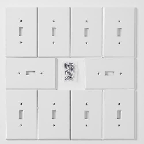 Bates- Light Switch Plates, 10 Pack, 4.88" x 3.11", Mid- Size White - color: White, size: 10 Pack, Mid-Size