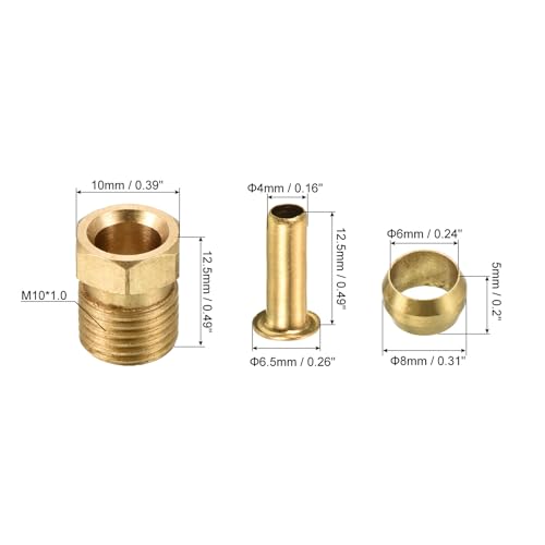 PATIKIL 4mm ID 6mm OD Tube Brass Compression Assortment Kit 3 Set - size: 4mmx6mm