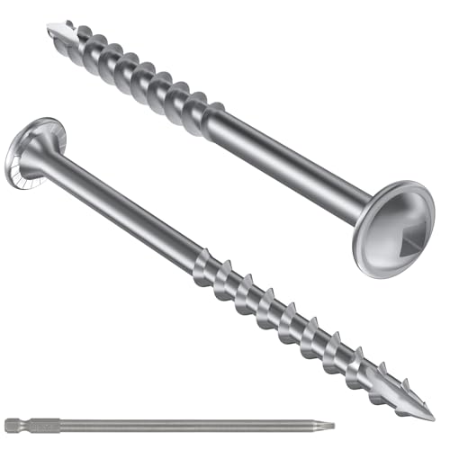 #8 Pocket Hole Screws 2-1/2 Inch, 100Pcs Coarse Thread Wood Screws, Square Drive, Washer Head, 4-Layer Coating, Drive Bit Included (Silver) - color: Silver, size: #8 x 2-1/2"