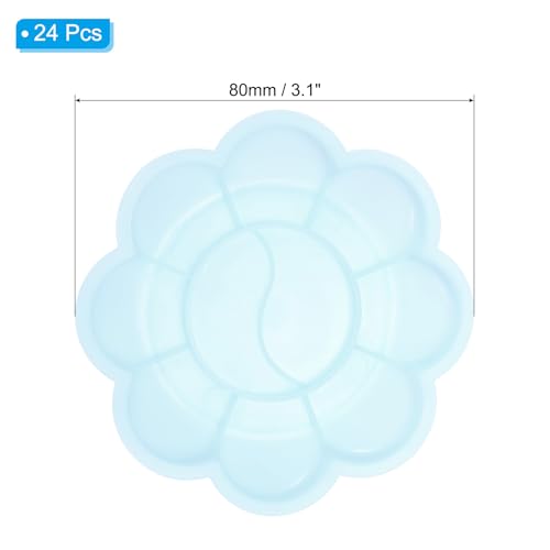 PATIKIL 24Pcs Paint Tray Palette, 3.1"/8cm Painting Palette Plastic Palette Flower Shape for Watercolor Gouache Painting Art Craft DIY Project, Blue - color: Blue
