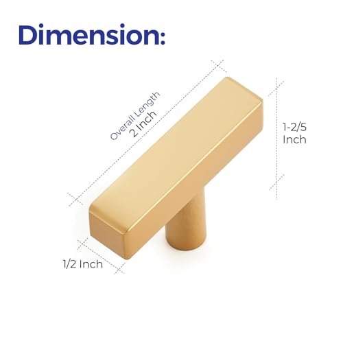 Ravinte Champagne Gold Handles Square Cabinet Hardware Single Hole 10 Pack - size: Single Hole