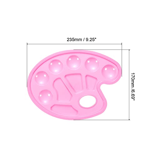 PATIKIL 10 Wells Acrylic Paint Palette, 3 Pack Painting Pallet Holder Oval with Thumb Hole Art Supplies for Painting Drawing, Pink