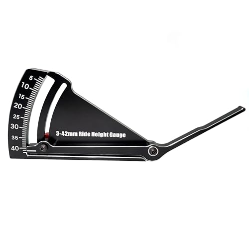 RC Car Ride Height Gauge Adjustable 3-42mm RC Wheel Height Rim Camber Gauge | Wide 3-42mm adjustable range for height&rim camber, durable alloy construction, clear sliding markings, compact pit-side tool