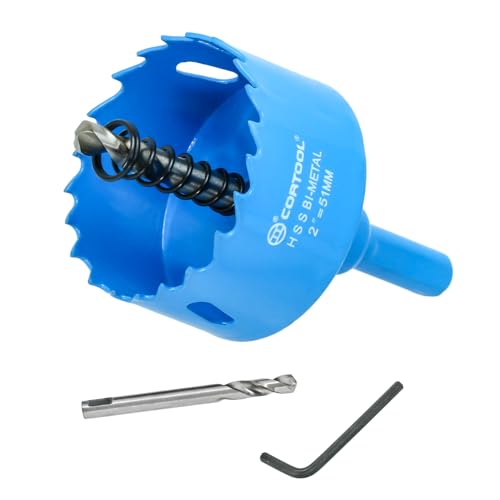 2 Inch Hole Saw with Arbor for Metal and Wood Cutting, Bi-Metal Hole Cutter, 2" Hole Saw Kit for Drywall, Wood, PVC Boards, Fiberglass and Vent Pipes - style: 2"（51mm）