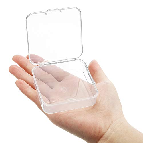 SATINIOR 24 Packs Small Clear Plastic Beads Storage Containers Box with Hinged Lid for Storage of Small Items, Crafts, Jewelry, Hardware (2.5 x 2.5 x 0.8 Inches) - size: 2.5 x 2.5 x 0.8 in