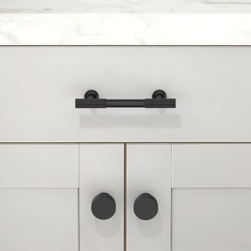 10 Pack Matte Black Cabinet Pulls 3 Inch(76mm) Kitchen Cabinet Handles Solid Zinc Alloy Cabinet Hardware Drawer Pulls - color: Matte Black, size: 3" Hole Center