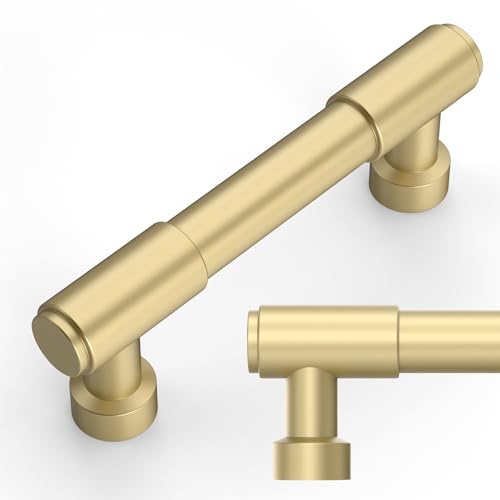 Amerdeco 10 Pack Brushed Gold Cabinet Pulls 3 Inch(76mm) Hole Center Drawer Pulls Cabinet Hardware Kitchen Cabinet Handles for Bathroom ZH0075 - color: Brushed Gold, size: 3"/76MM Hole Center