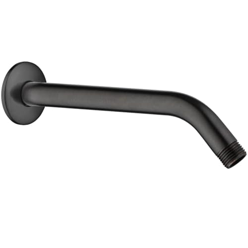 BRIGHT SHOWERS Solid Brass Shower Arm with Flange, 10 Inch Shower Pipe Arm - color: Oil Rubbed Bronze, style: Basic 10 Inch
