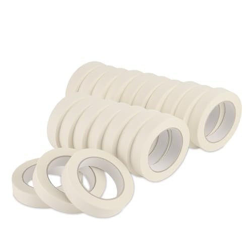 Lichamp Masking Tape 1 inch, 20 Pack General Purpose Beige White Masking Tape, 1 inch x 55 Yards x 20 Rolls (1100 Total Yards) - size: 20 Rolls x 0.94 inch x 55 Yards