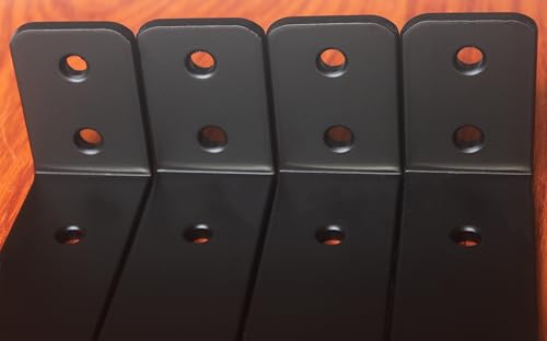4 Pack - L 4" x H 2" x W1.5, 5mm Thick Black L Shelf Bracket, Iron Shelf Brackets, Metal Shelf Brackets, Floating Shelf, Shelf Supports with Screws - size: 4''x2'', style: Black 4 Pack