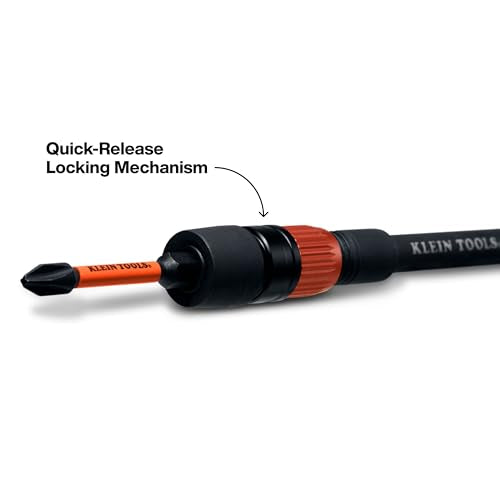 Klein Tools 80208 6 and 12-Inch Dual-Lock Extension Set, 1/4-Inch Hex Shank Impact Bit Holder, Quick-Release Locking Mechanism with Secondary Twist Lock, Compatible with Impact Drivers and Drills - size: 6-Inch and 12-Inch