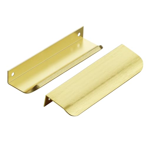 Ravinte Hardware Gold Cabinet Handles Finger Edge Pulls 5 Inch CC 10 Pack - color: Gold, size: 128mm/5" Overall Length